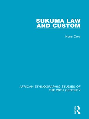 cover image of Sukuma Law and Custom